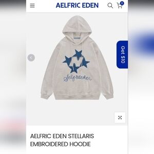 Aelfric Eden Stellaris Gray Hoodie with Blue Star Embroidery